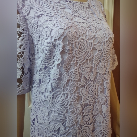 Sandra Darren women's size 8 light purple layered knit floral dress - Picture 3 of 7